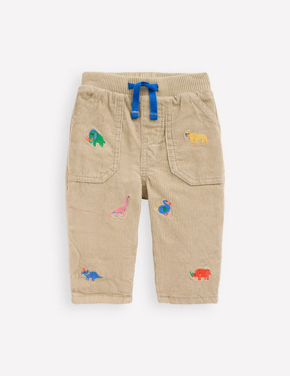 Kuschelige, gefütterte Hose-Prähistorische Stickerei-1