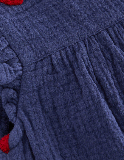 Strampler mit Rüschenärmeln-Marineblau Herzen-3