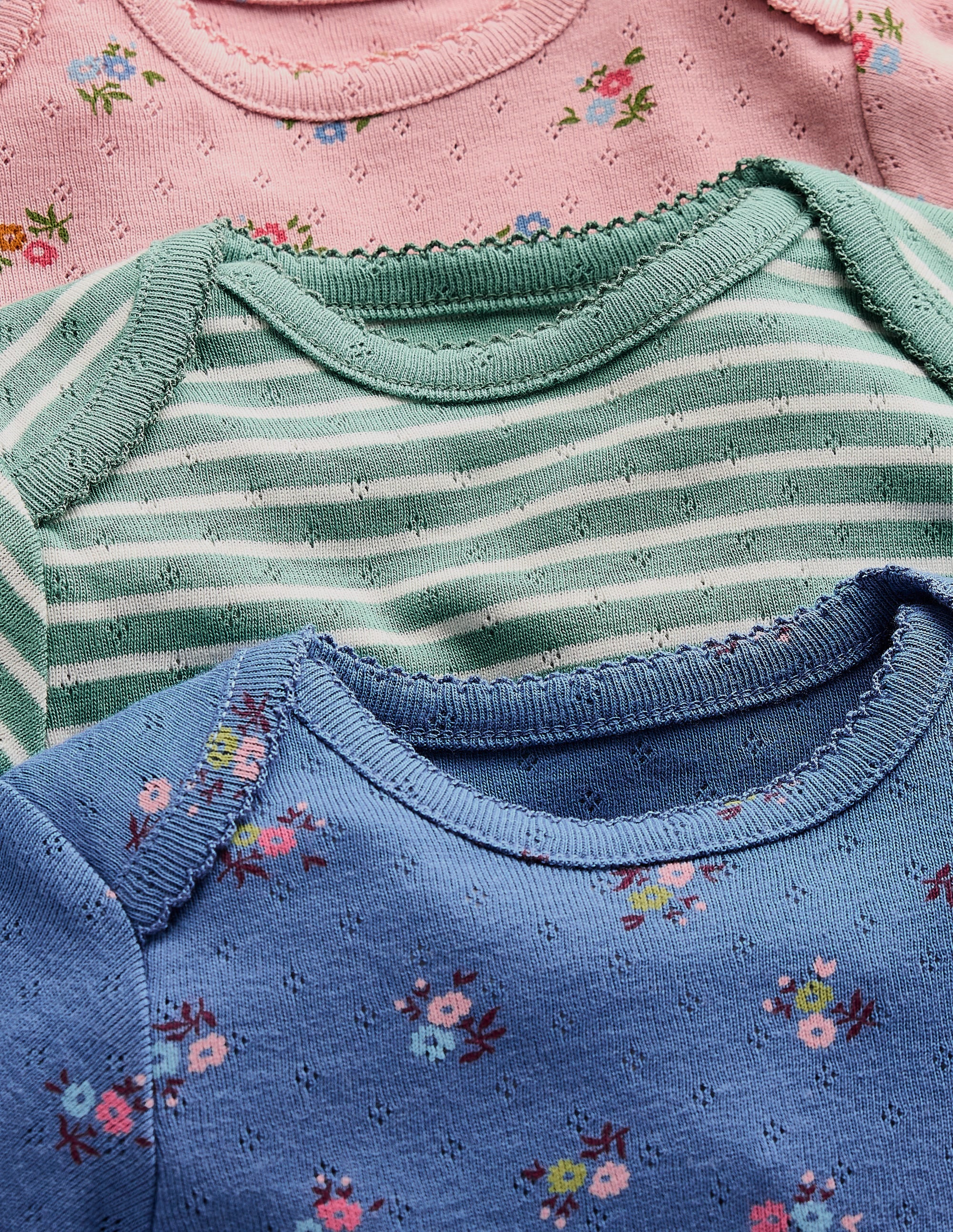 Pointelle-Bodys im 3er-Pack-Rosa/Blau Kleines Blumenmuster - Image 3