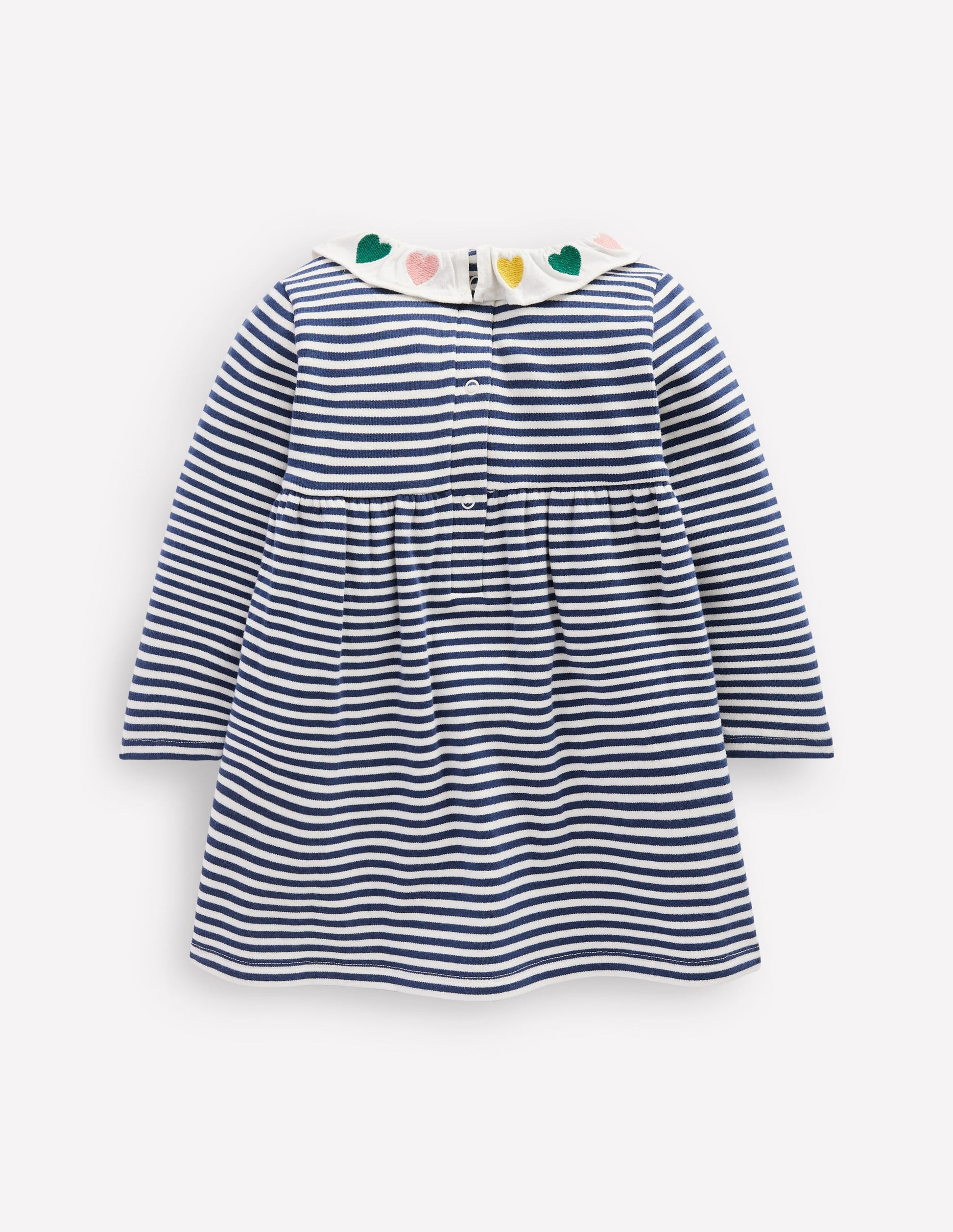 Jerseykleid mit Stickerei-Steuerbordblau Naturweiß Streifen-2