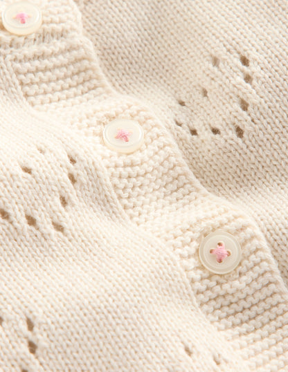 Hübsche Pointelle-Strickjacke-Naturweiß-3
