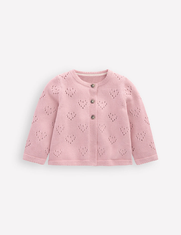 Hübsche Pointelle-Strickjacke-Vintage-Rosa