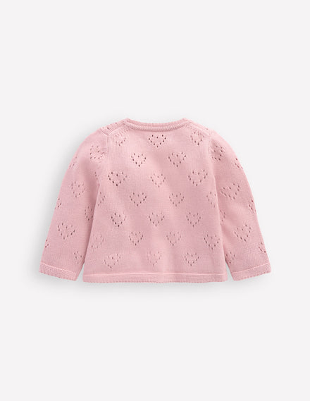 Hübsche Pointelle-Strickjacke-Vintage-Rosa