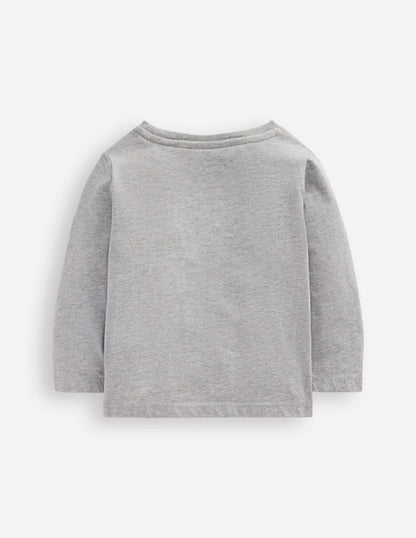 Langärmliges T-Shirt mit Applikation-Grau Meliert, Äpfel-2