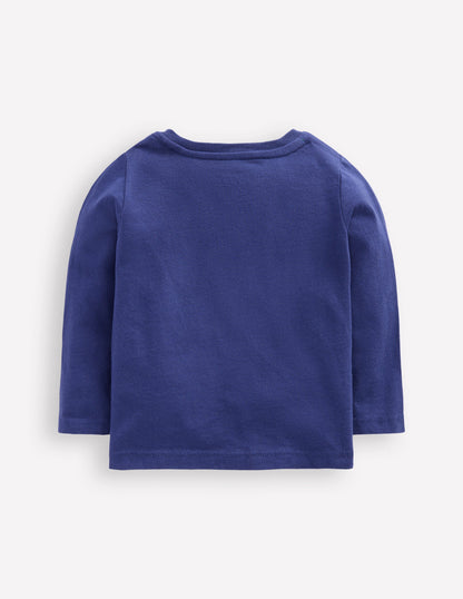Langärmliges T-Shirt mit Applikation-Marineblau Kürbis-2