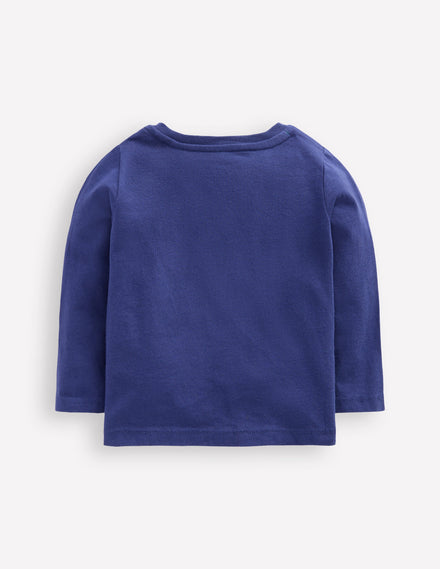 Langärmliges T-Shirt mit Applikation-Marineblau Kürbis