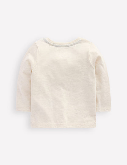 Langärmliges T-Shirt mit Applikation-Haferbeige Mammut-2