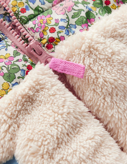 Borg-Jacke-Naturweiß/Beere, Blumenmuster-3