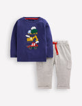 Ensemble en jersey à appliqué-Véhicules bleu