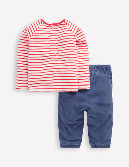 Ensemble tissé en jersey-Rayé rouge dinosaure