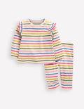 Spielset aus geripptem Jersey-Ackerbohnengrün/Pink, Gestreift