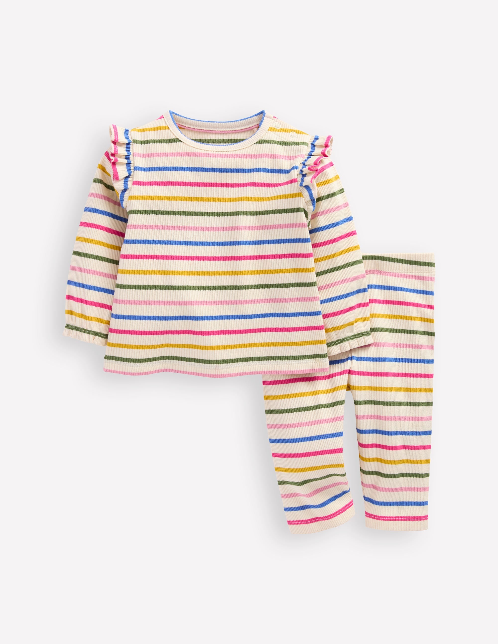 Spielset aus geripptem Jersey-Ackerbohnengrün/Pink, Gestreift - Image 1
