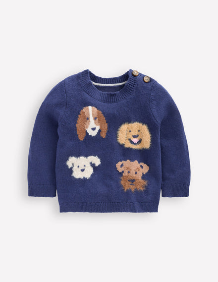 Origineller Pullover mit Logo-Schuluniform-Marineblau Hunde