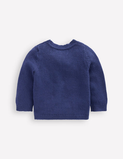 Origineller Pullover mit Logo-Schuluniform-Marineblau Hunde-2
