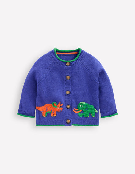 Originelle Logo-Strickjacke-Saphirblau Prähistorisch Logo