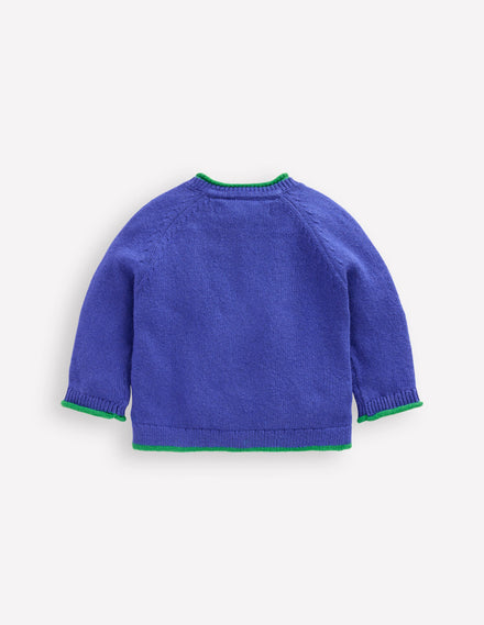 Originelle Logo-Strickjacke-Saphirblau Prähistorisch Logo