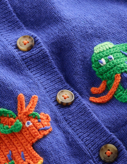 Originelle Logo-Strickjacke-Saphirblau Prähistorisch Logo-3