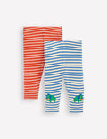 2er-Pack Gerippte Leggings-Prähistorisch Bunt