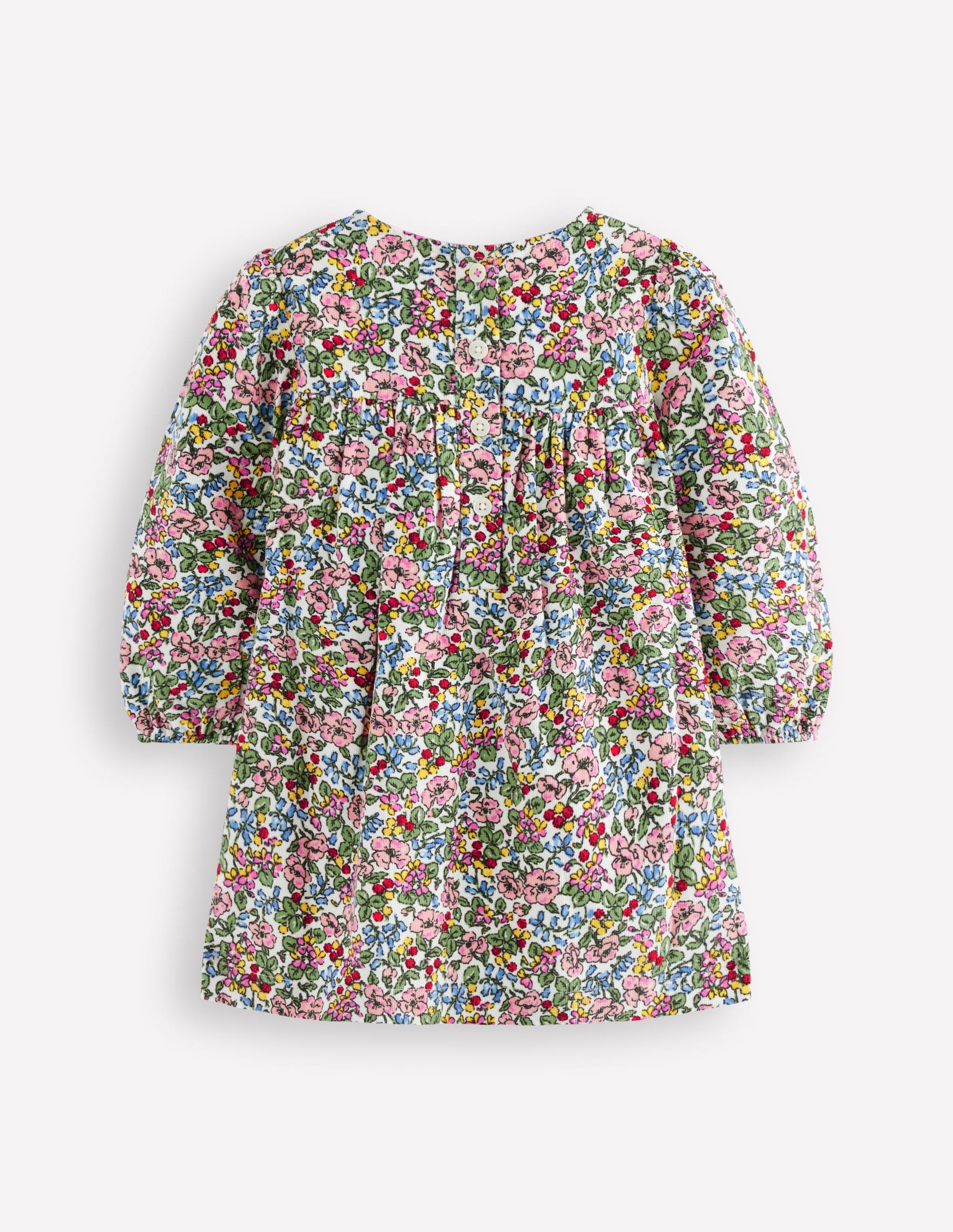Gewebtes Kleid mit Passe-Kokosnuss Beere Blumenmuster-3