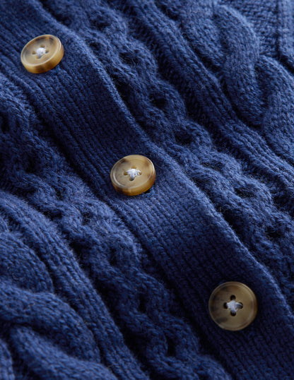 Klassische Strickjacke mit Zopfmuster-Mittelalterliches Blau-2