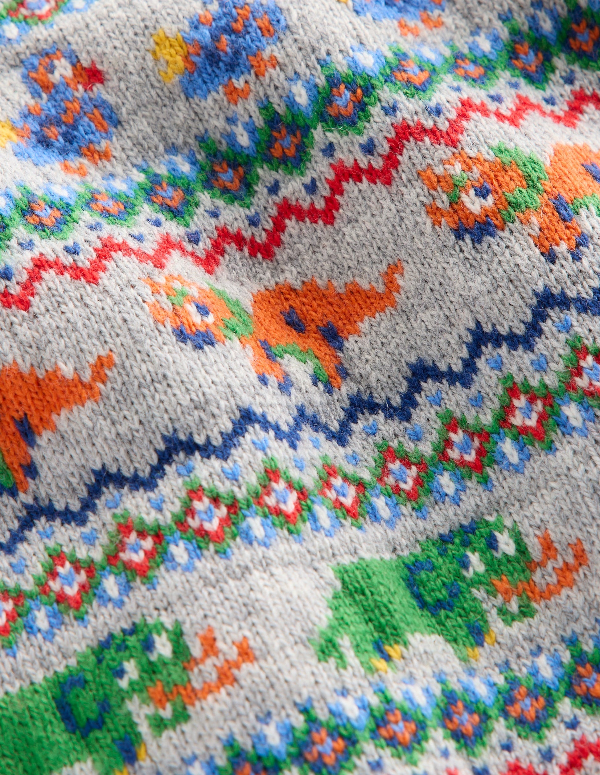Fair-Isle-Pullover mit Knöpfen-Grau Meliert Prähistorische Tiere-4