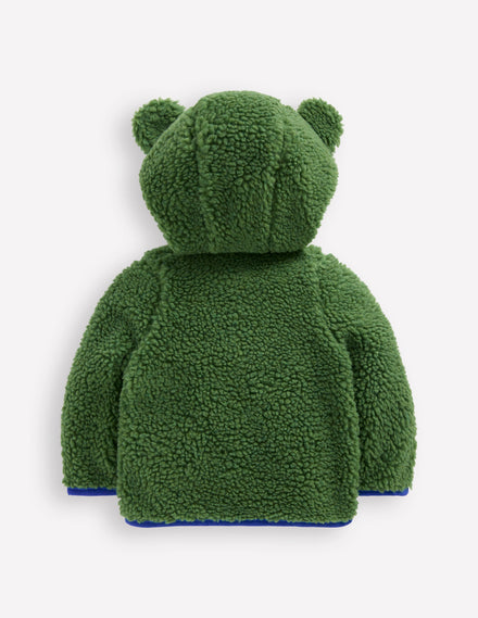 Teddyfell-Fleecejacke für Jungen-Brokkoligrün Frosch