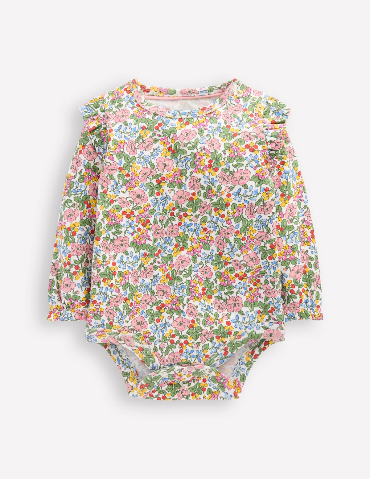 Frill Shoulder Body-Soft Ivory Berry Floral - Image 1