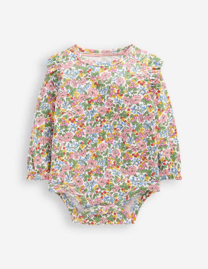 Frill Shoulder Body-Soft Ivory Berry Floral