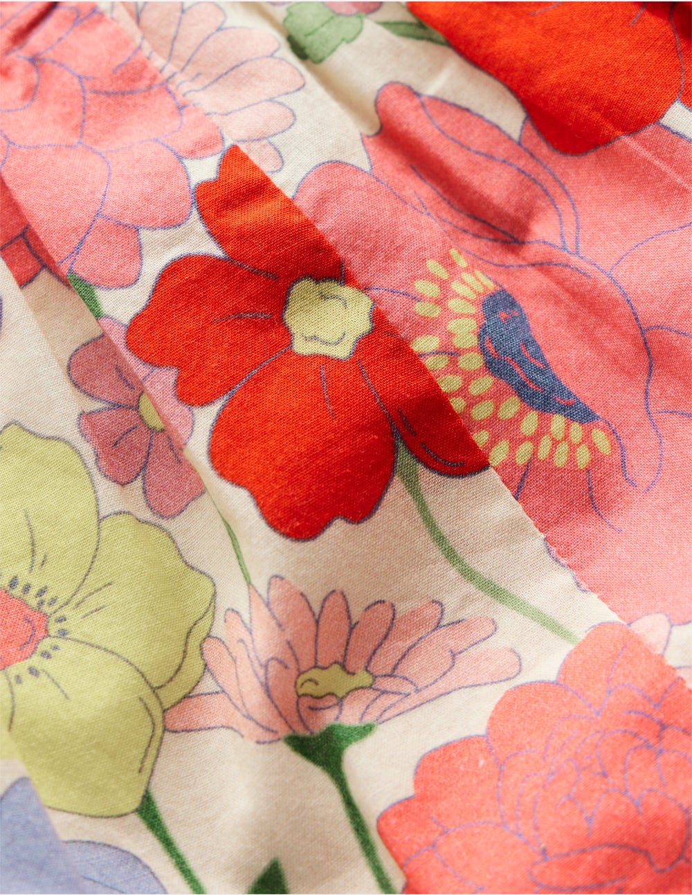 Ruffle Sleeve Romper-Multi Summer Garden