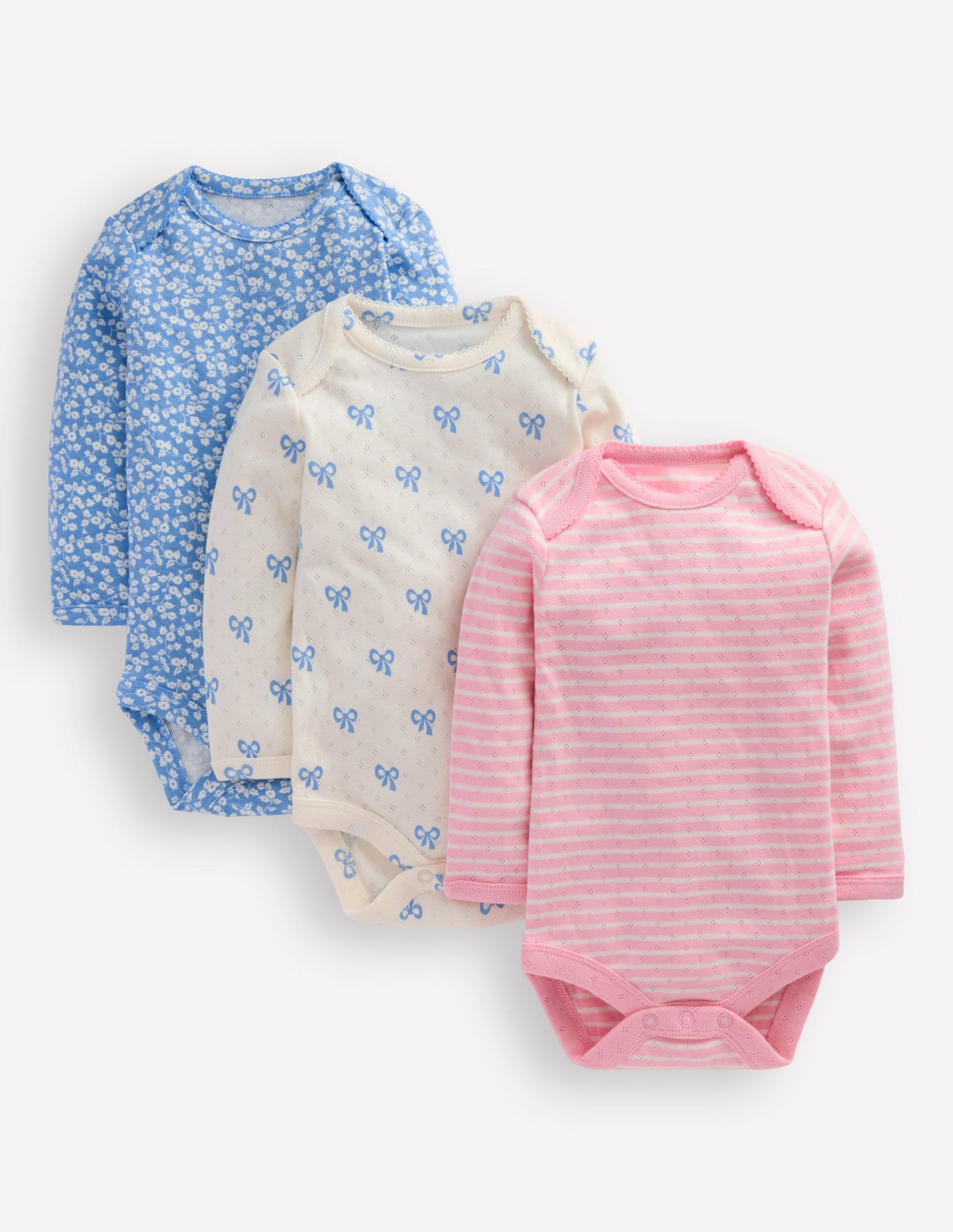 3 Pack Pointelle Bodies-Soft Ivory Tiny Bows