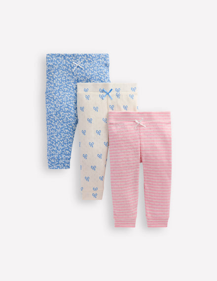 Pointelle-Leggings im 3er-Pack-Blümchenmuster/Schleifen
