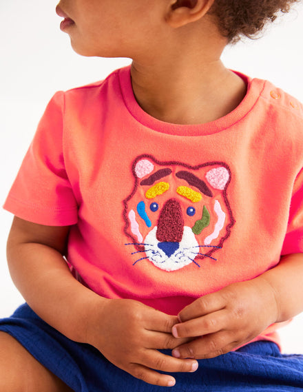 T-Shirt mit Logo-Korallenrot Tiger