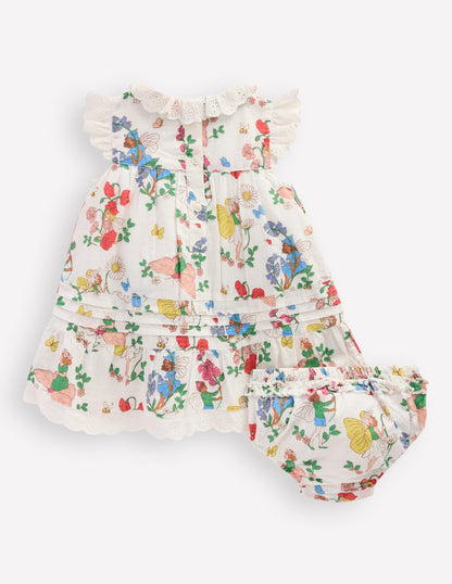 Rüschenkleid mit Lochstickerei-Kokosnussmilch Feen