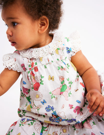 Rüschenkleid mit Lochstickerei-Kokosnussmilch Feen
