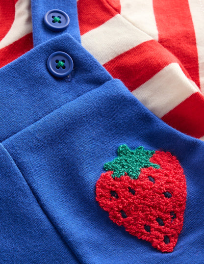 Latzhosen-Set aus Bouclé-Jersey-Marineblau Frucht