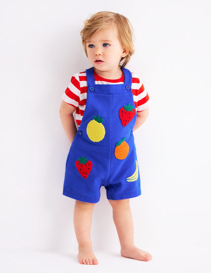 Latzhosen-Set aus Bouclé-Jersey-Marineblau Frucht