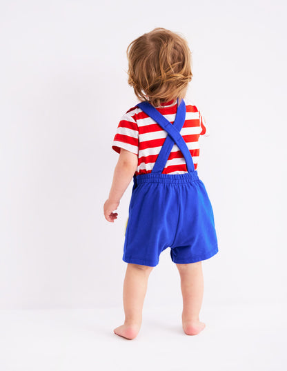 Latzhosen-Set aus Bouclé-Jersey-Marineblau Frucht