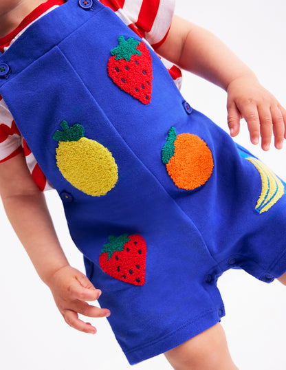 Latzhosen-Set aus Bouclé-Jersey-Marineblau Frucht