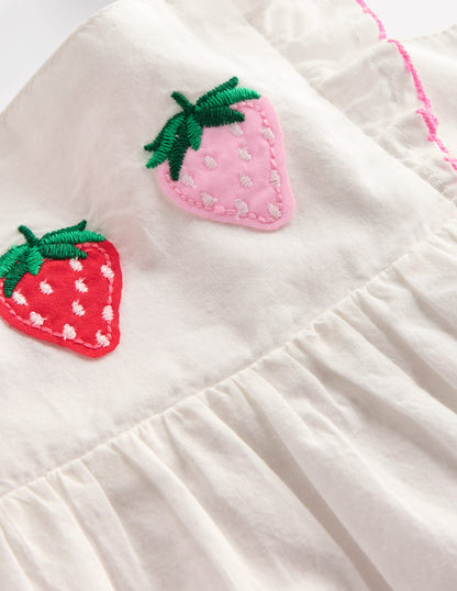 Rüschenkleid mit Applikation-Sanftes Naturweiß Frucht