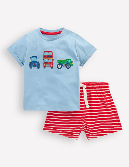 Shorts-Set aus Jersey mit Superstitch-Design-Blau Transport-Set