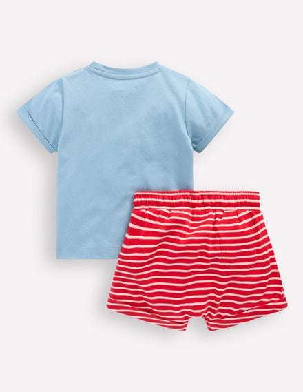 Shorts-Set aus Jersey mit Superstitch-Design-Blau Transport-Set