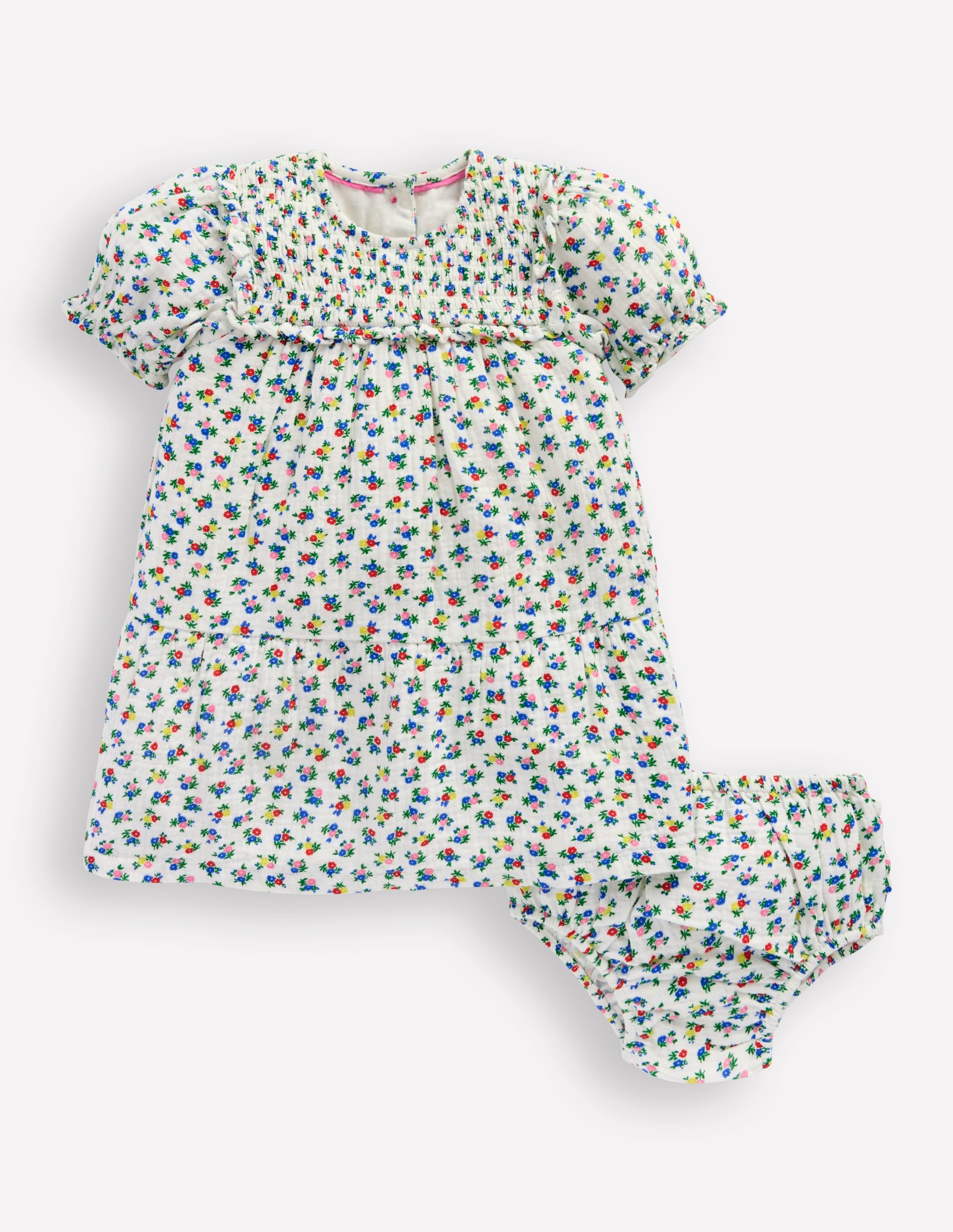 Robe double-étoffe-Motif petites fleurs ivoire doux - Image 1