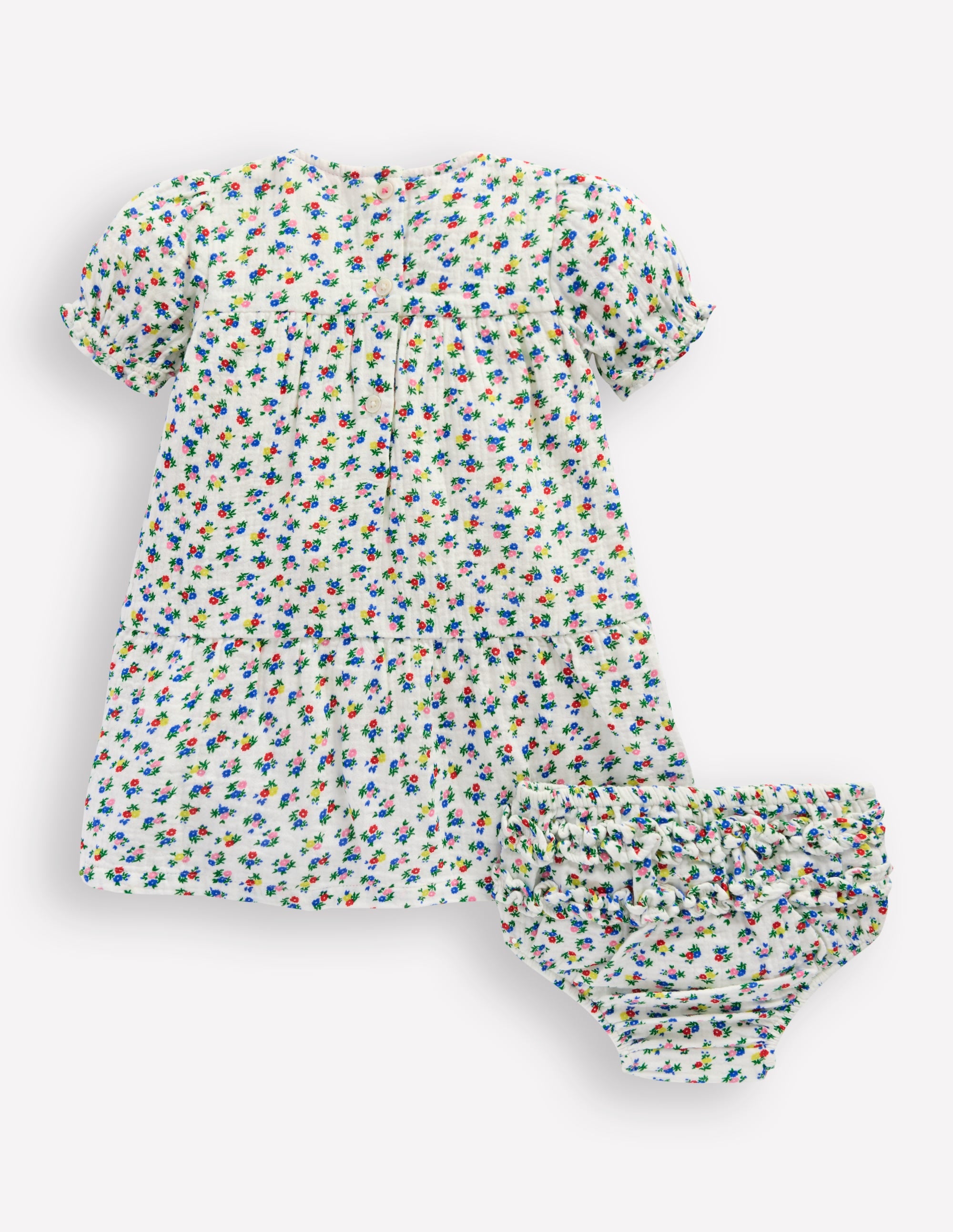 Robe double-étoffe-Motif petites fleurs ivoire doux - Image 2