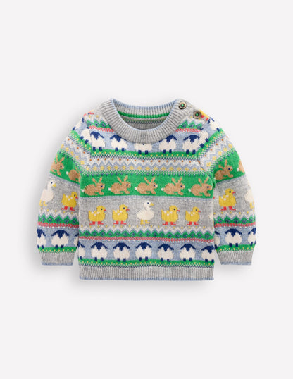 Fair-Isle-Pullover-Bunt Ostern Fair-Isle