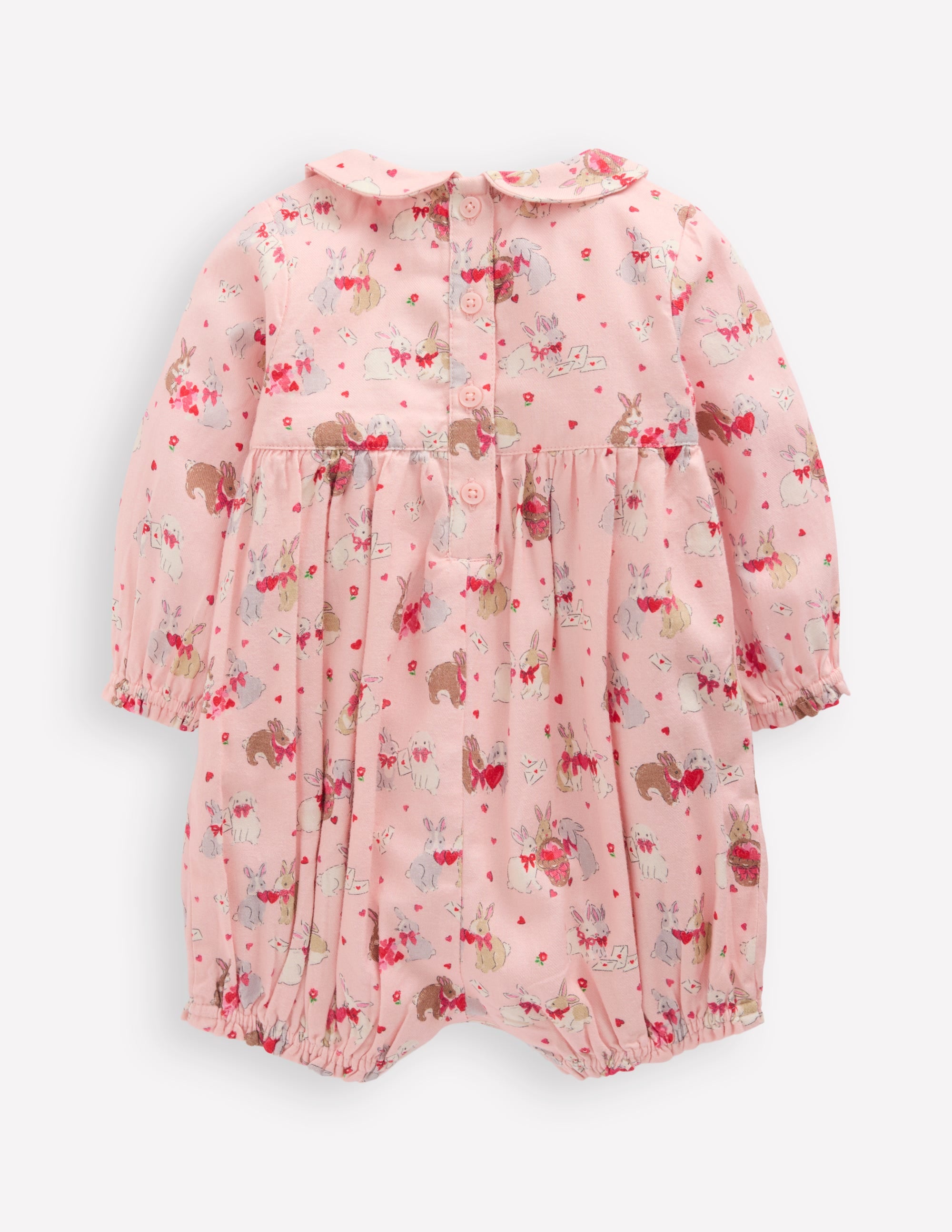 Barboteuse à smocks-Lapins amoureux rose - Image 2