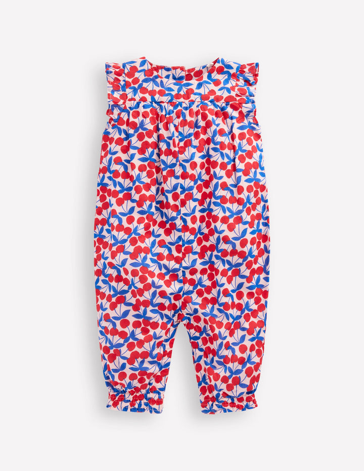 Strampler mit Rüschenärmeln-Kreiderosa Kirschen