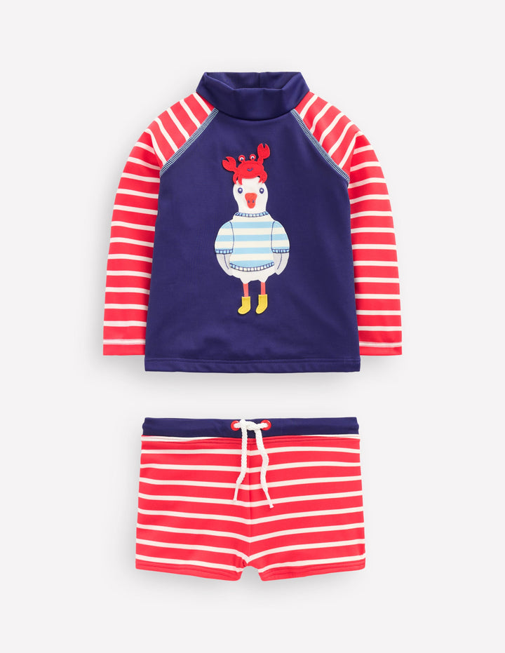 Lustiges Badeshirt-Set-Steuerbordblau Möwe