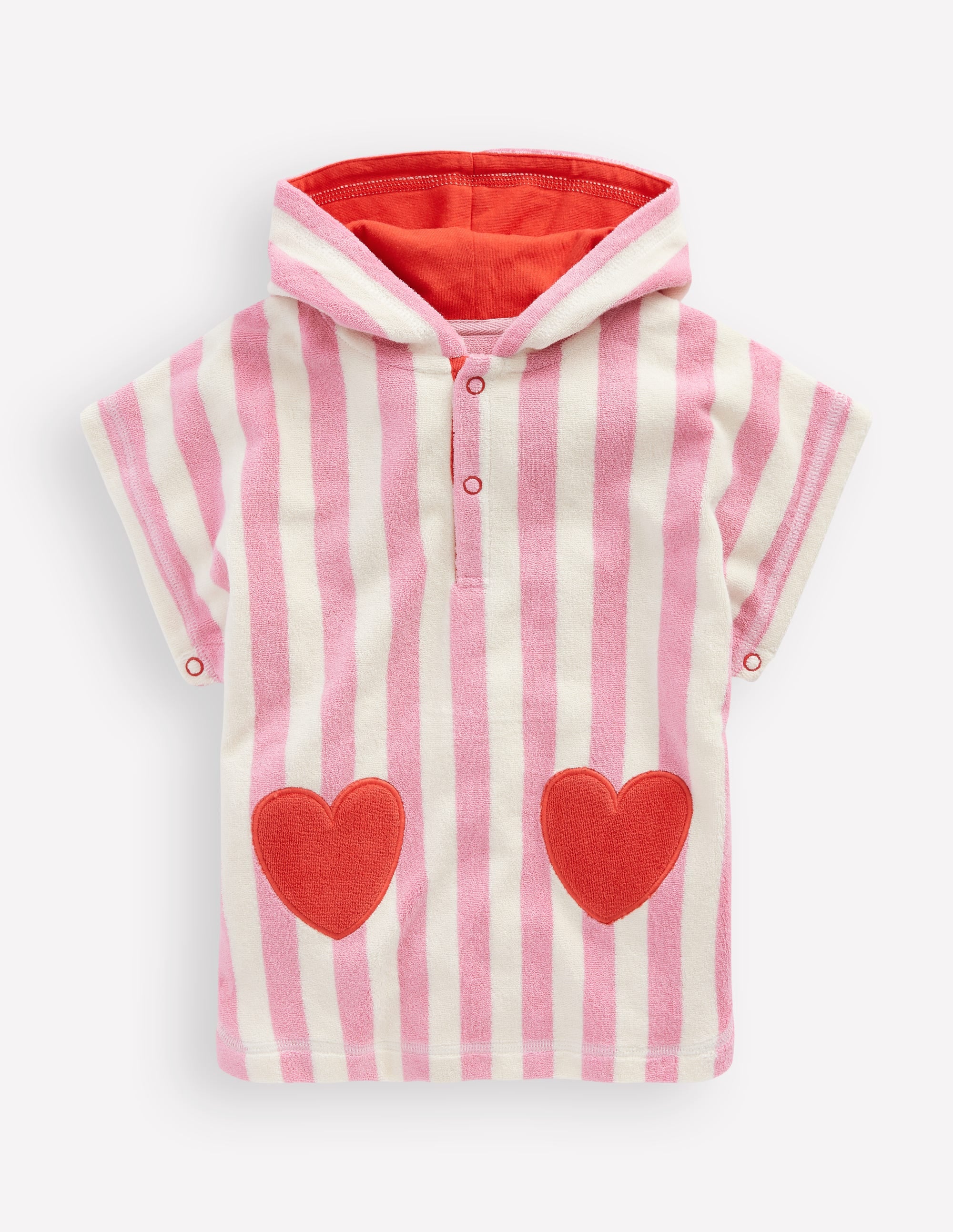 Origineller Frottee-Badeponcho-Kaugummirosa Herz Streifen - Image 1