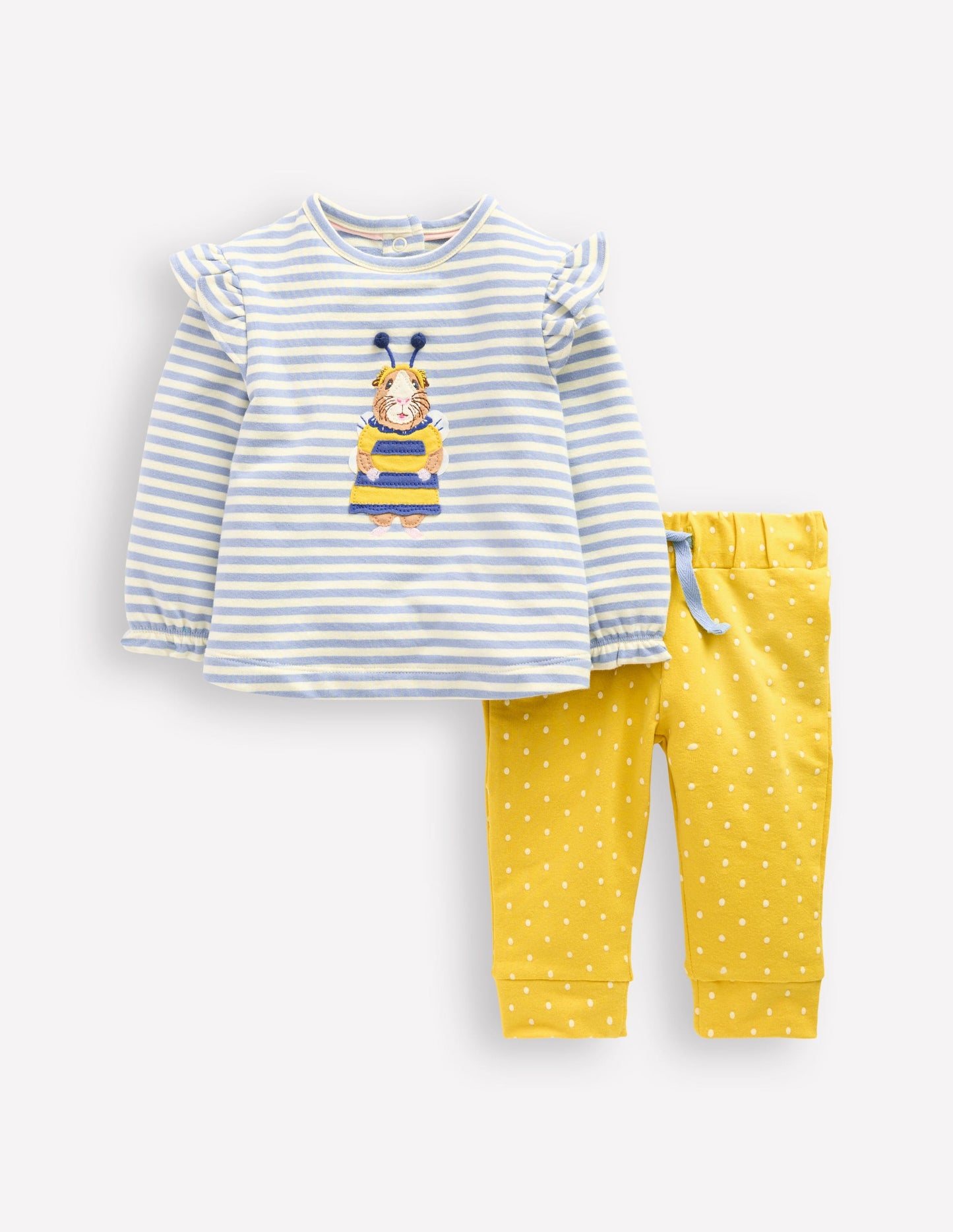 Girls Jersey Set-Vintage Blue and Ivory Stripe