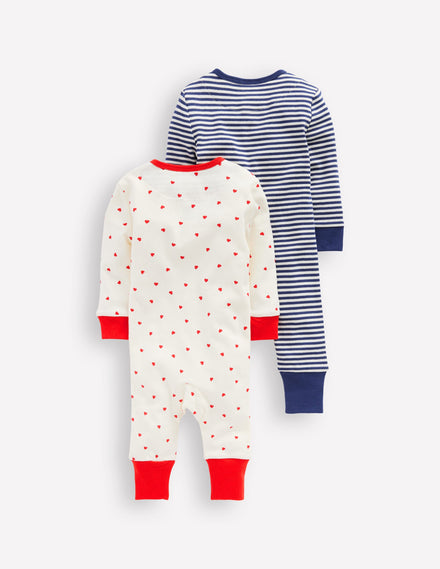 Twin Pack Rompers-Starboard Blue Stripe